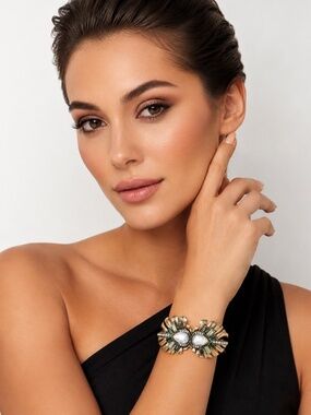 LAST ONE - Vintage Gemstone Cuff Bracelet